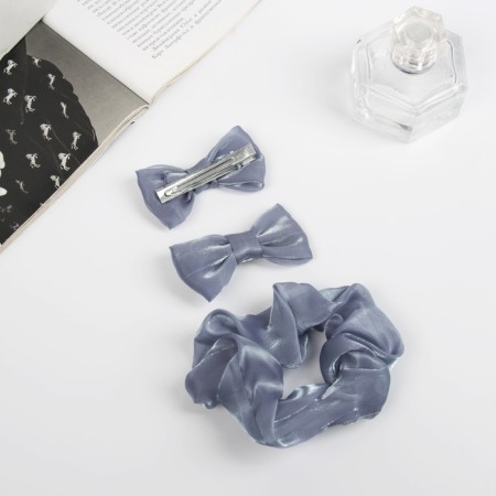 Hair set "Felicia" (elastic band 7 cm, 2 clamps 6.5 cm) classic, gray-2