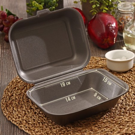 Lunch box for bento-travee and burger, 19 × 15 × 7 cm, black color-1