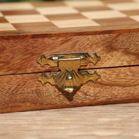 Board game 2V1 (chess + backgammon), board 20x20 cm, woods shisham-4