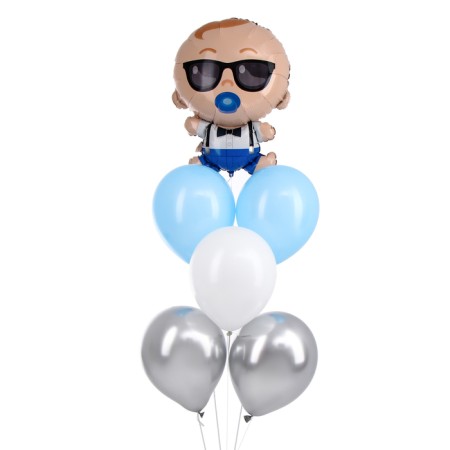 Bouquet of balls "Mini Boss", monoton, foil, latex, set of 6 pcs.-1