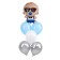 Bouquet of balls "Mini Boss", monoton, foil, latex, set of 6 pcs.