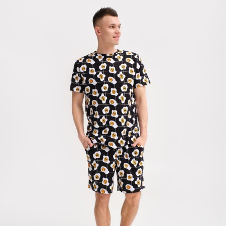 Pajama men's kaftan "eggs" R.48, black