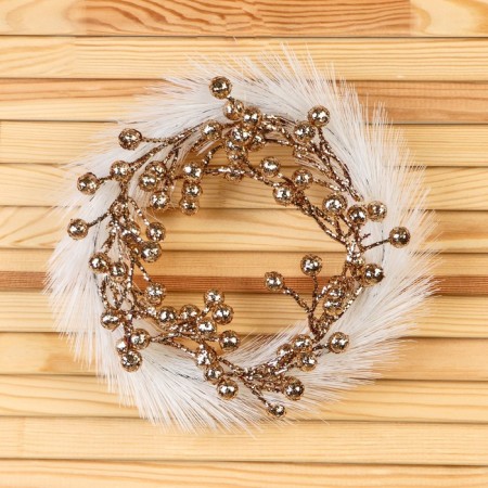 New Year's wreath D-20 cm "elite" berries, white-golden