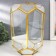 Candlestick-vase Glass metal per 1 candle "Pentagonal facets" gold, with handle 26x18x20 cm