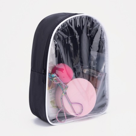 Cosmetic bag with lightning, black color-4