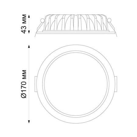 Lamp built -in Novotech. DRUM, 20W, LED, 43x170x170 mm, chromium color-1