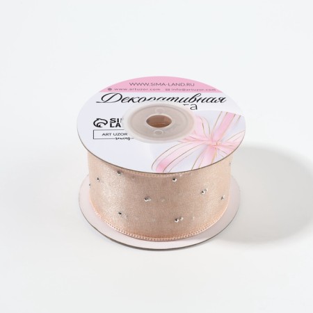 The ribbon is nylon, with rhinestones, 38 mm × 9.1 ± 0.5 m, pink color-2