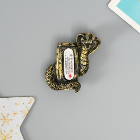 Magnet Polystone "Cobra with a thermometer" Bronze Mix 4.5x1.5x6 cm-1