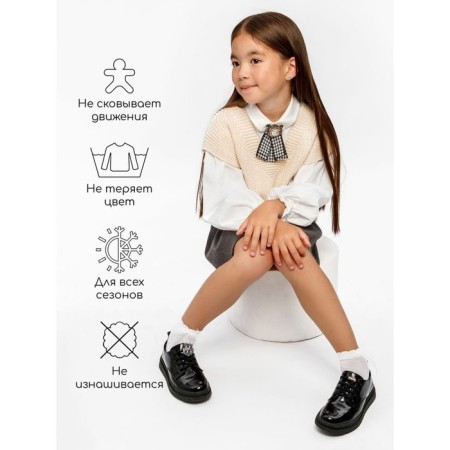 Vest for girls Knit, height 140 cm, milk color-4