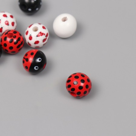 Beads for creativity tree "God's cow" set 10 pcs 1.6x1.6x1.6 cm-2
