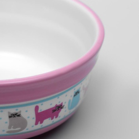 Ceramic "cat Life" bowl 270 ml 12.7 x 5 cm, pink-4