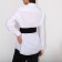 Women's belt, width 12 cm, metal buckle, grirts, black color