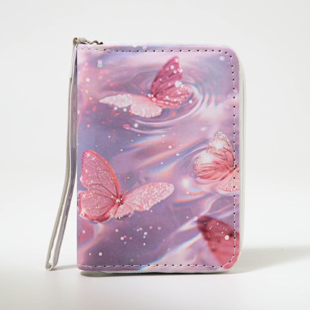 Children's wallet with a zipper, pink color-2