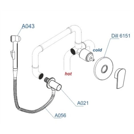 Fixer for the bidet Wasserkraft A06156, with a hygienic shower, a hose 100 cm, brass, chrome-3