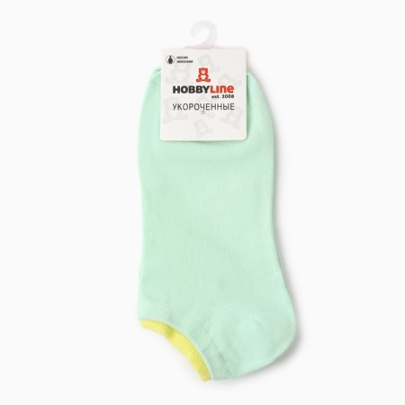 Women's socks shortened, jade color with a green elastic band, size 36-41-2