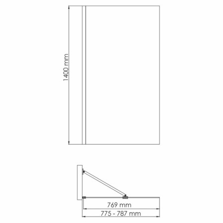 Shower curtain for the bath Wasserkraft AISCH 55P01-80 FIXED, 800x1400 mm, transparent, gold-2