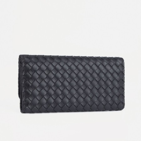 Women's wallet on the button, black color-1