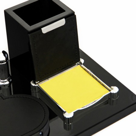 Table 7V1 set with a business card holder and clock, black tree 511394-4