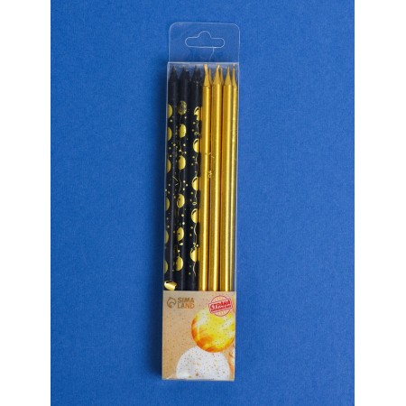 Set of candles for the cake "Airy balls", 12 pcs, gold and black-4