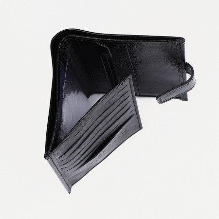 Male purse on the button, 3 in 1, for autocrains, for passport, for bills, black color-2