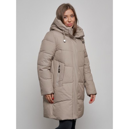 Coat insulated winter female, size 54, beige color-7