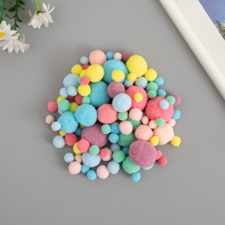 Decor for creativity "Pomponchiki. Provice" d = 1-3 cm set 135 pcs