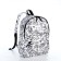 School backpack from textiles on lightning, 3 pockets, white/black color