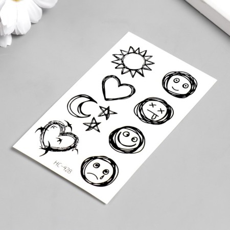 Tattoo on the body black "emoticons and symbols" 10.5x6 cm-1