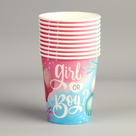 Gender Pati. A single -single -paper glass “girl or boy”, 250 ml-2