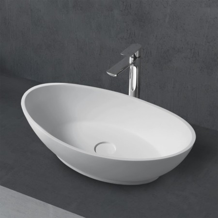 ABBER STEIN AS2610 sink, invoice, 620x345x175 mm, artificial stone, white
