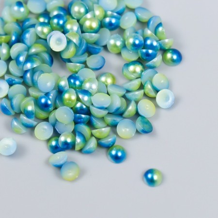 Decor "Semiobusins ​​and rhinestones. Gradient blue-gold" d = 4 mm 10g 200 pcs 5x2.5 cm mix-2