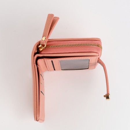 Women's wallet on the button, pink color-4
