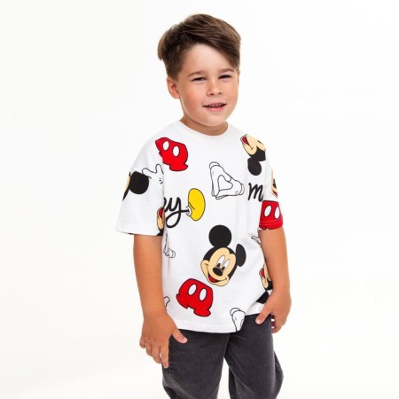 Children's Mickey T-shirt, white color, height 122-128 cm (7-8 years)-1