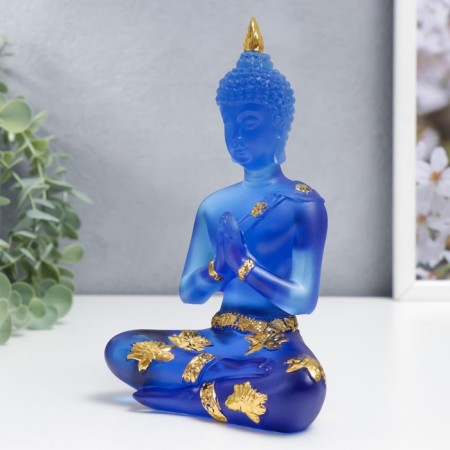 Souvenir Polystone "Buddha Anjali Mudra - Prayer" Blue 18x12x6 cm-3