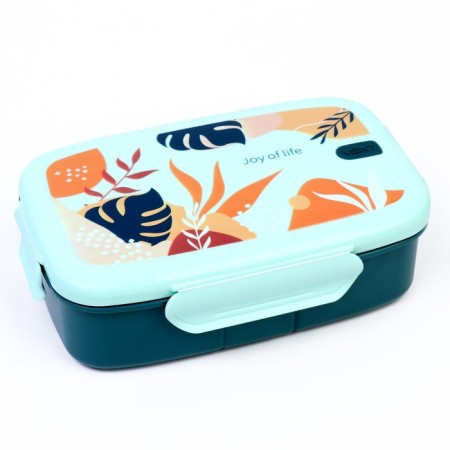 Lunch-Box "Vent. Joy of Life", 1 l, with a spoon, 22.7 x 14 x 7.2 cm, turquoise-1