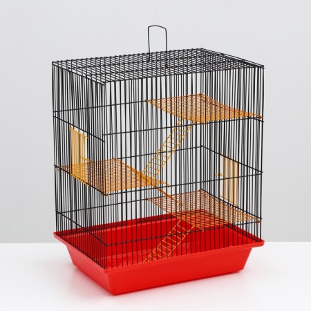 Grisley 4 rodents cell with metal shelves and laders, 41x 30 x 52 cm mix