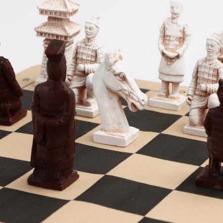 Chess desktop souvenir "terracotta army" 43x43 cm, King H-9.5 cm, pawn H-7.5 cm-10