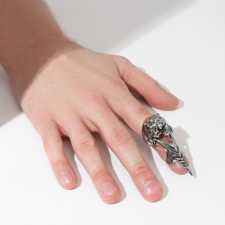 Ring "Claw" tiger, color black silver, 20 size-3