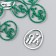Decor "HB" on a glue base, green color 3 × 2.5 cm (set 12 pcs)