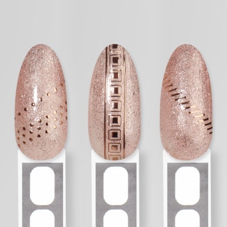 Nail stickers "Decoration", metallized, pink-golden color-3