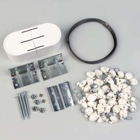 Carnish-string 7 m, with plastic clamps, 40 pcs, white color