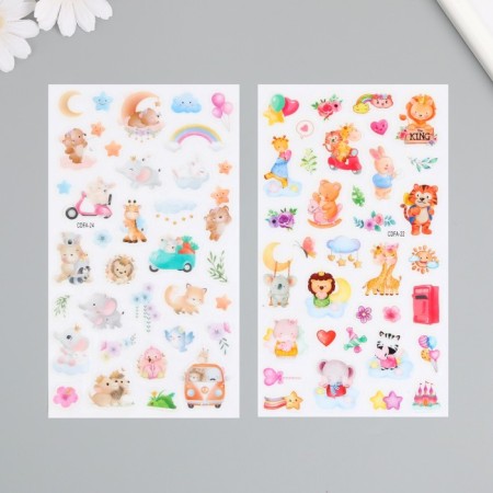Plastic sticker "Cute animals" mix 10x21.5 cm-2
