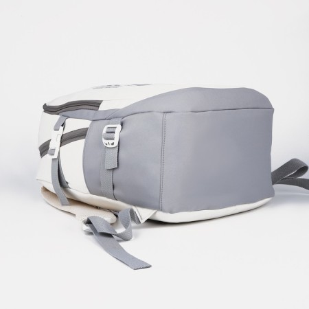 School backpack from textiles on lightning, 3 pockets, white/gray color-4