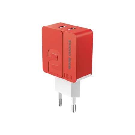Network charger More Choice NC46, 2 USB, 2.4 A, red