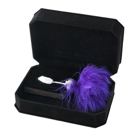 Anal sleeve Metal by Toyfa with a purple edge, 17 cm, d = 2.9 cm, 165 g, silver color 77720-1
