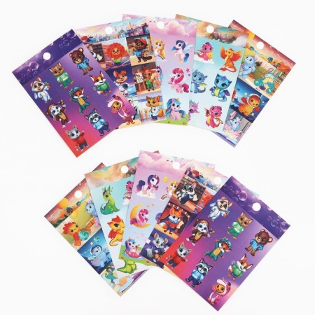 A set of paper stickers "Fiction", 10 pieces, 11 x 15.5 cm