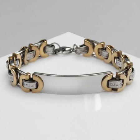 Bracelet male "steel" buckle, silver-gold color, 21 cm