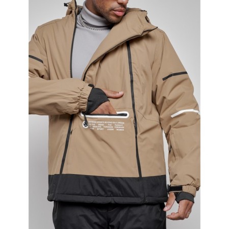 Ski costume male winter, size 48, beige color-9