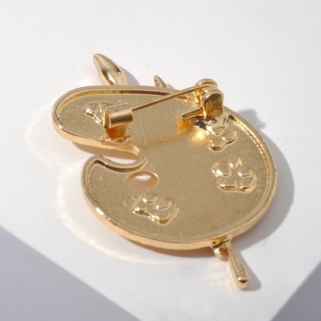 Brooch "Palette" with brushes, colored in gold-1