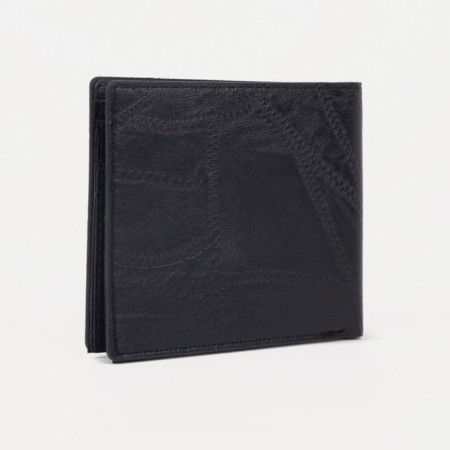 Male purse without fastening, department for bills, for maps, black color-1